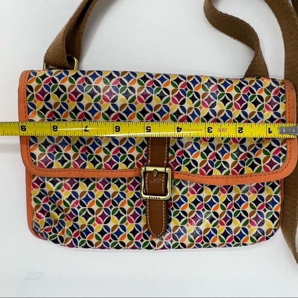 Fossil Keyper Crossbody Bag Coated Canvas Circle Geometric Multi Color Patterned - Picture 5 of 10